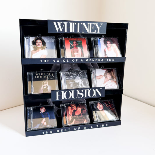 WHITNEY HOUSTON Mini CD Display Shelf with 9 CDs keychains  – Handmade Fan-Made Collectible
