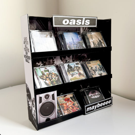 Oasis Mini CD Display Shelf with 8 CDs keychains  – Handmade Fan-Made Collectible